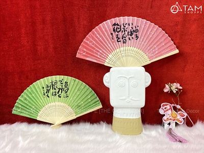 Quạt xếp cổ trang họa tiết đẹp R36cm QUAT-06